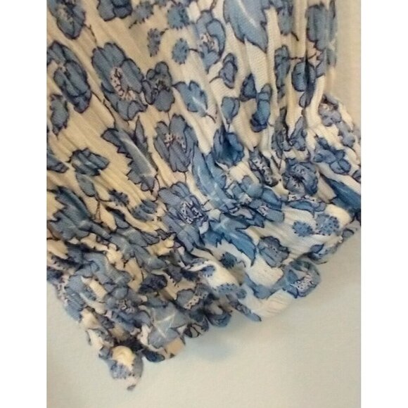 CHAPS Womens Blouse Peasant Boho Gauzy 1/2 Button Top 3/4 Sleeve Blue White - XL - Picture 3 of 6